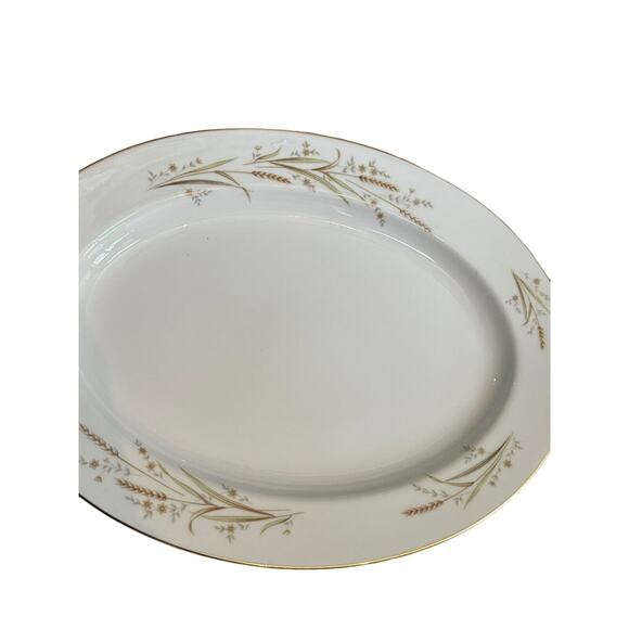 Golden Harvest Fine China Japan VTG Wheat Oval Serving Platter Dinner READ - Picture 2 of 7